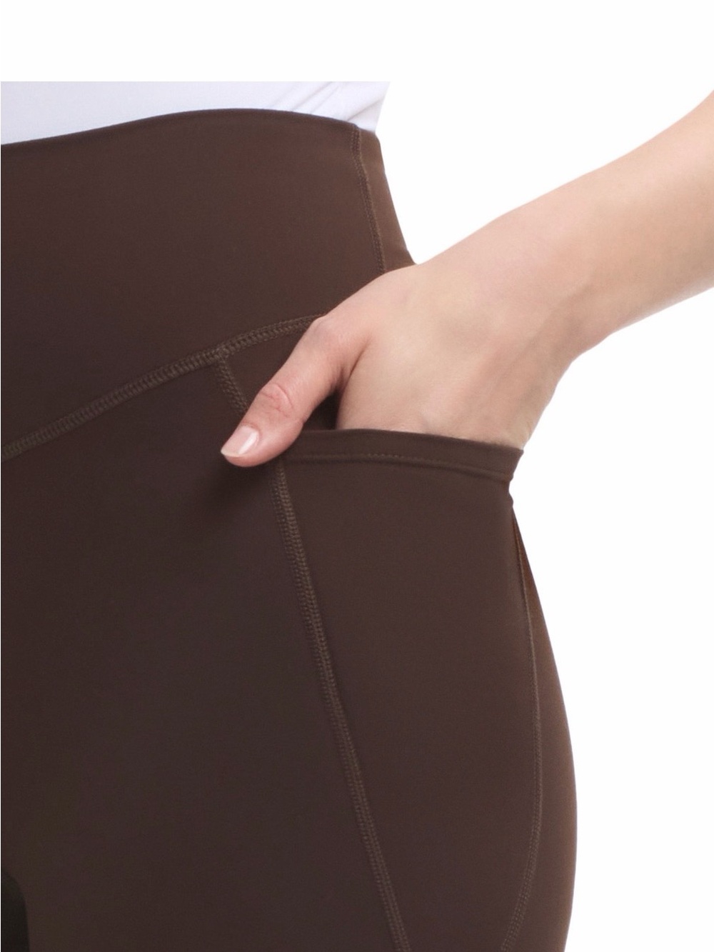 Jockey High-Waist Women's Stretch Yoga Pants - Brown Large 31.5 Inseam - Picture 2 of 3